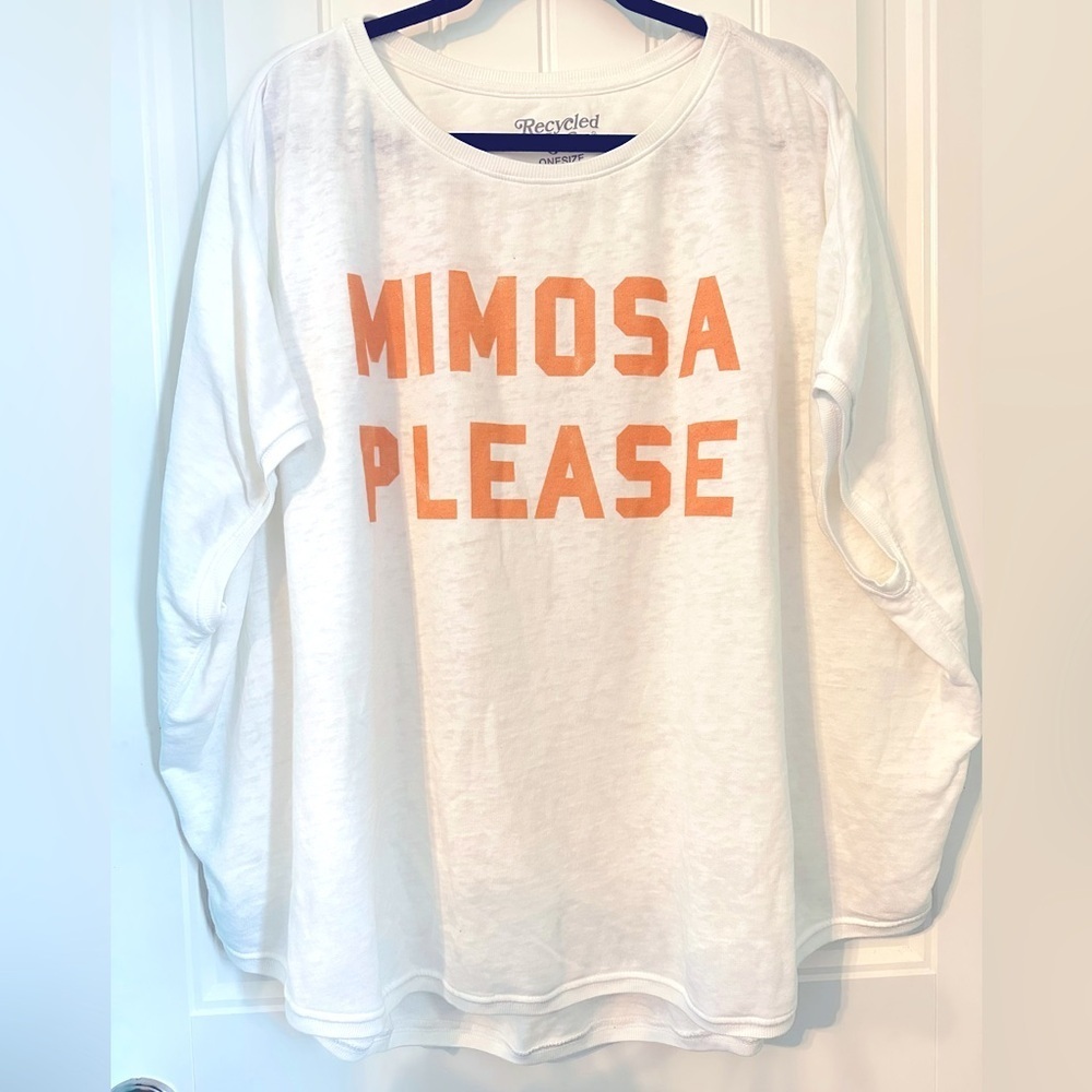 Recycled Karma Mimosa Please Boxy Cap Sleeve Crewneck Rounded Hem ONE SIZE NWOT